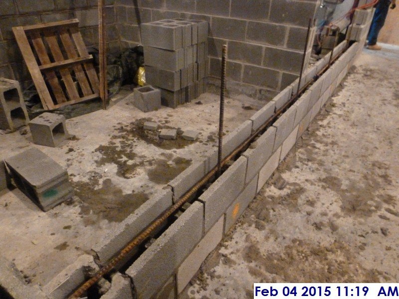 Installed rebar at the detention cells Facing West